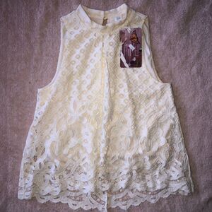 NWT girls small love fire lace mock turtleneck sleeveless shirt